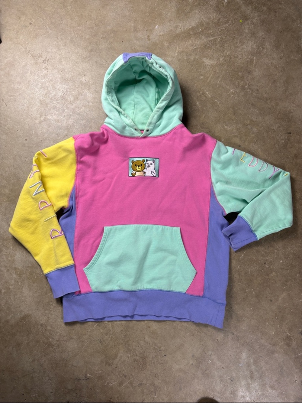 Limited Pastel Colorblock Hoodie from RIPNDIP x Teddy Fresh | Size M